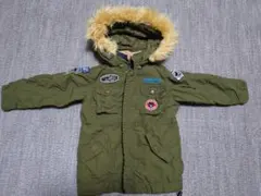 ミキハウス DOUBLE.B ファー付きオリーブグリーンジャケット 100cm