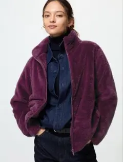 ユニクロ　ファーリーフリースフルジップジャケット　パープル