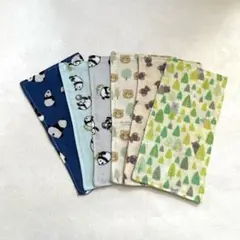 4重ガーゼミニハーフハンカチ6枚セット ( Ｂ)
