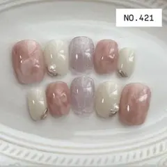 ネイルチップ　ベリーショート　ニュアンス　マグネット　パール　きれいめ　オフィス
