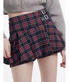 チェック柄　jouetie スカート　ベルトプリーツミニスカパン