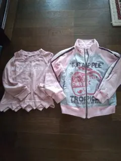 美品‼️ピンク・グレー ジャケット＆トップスセット✨