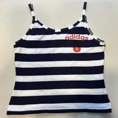 adidas キャミソール M ホワイト/ネイビー　ショート丈　クロップド丈