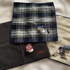 チェック柄タオルハンカチ3点セット