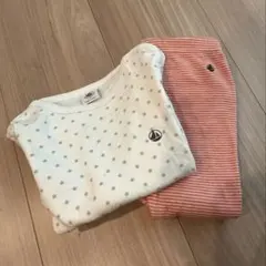 PETIT BATEAU 星柄Tシャツとストライプレギンスセット 24m