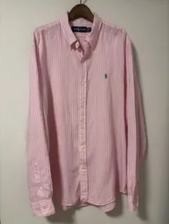 Ralph Lauren ラルフローレン ピンク リネン長袖シャツ XL