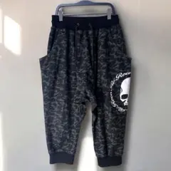 Re:Roen クロップド サルエルパンツ M 迷彩総柄 裾リブ スカルロゴ
