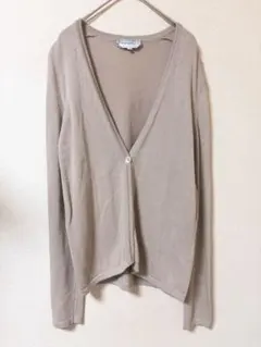 【美品】MaxMara ベージュ Vネック〈洗える〉長袖カーディガン S