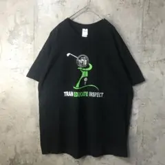 B3381古着　Tシャツ　バックプリント　黒　90s Y2K