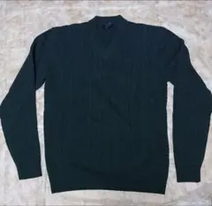 新品 アルファー ウール・カシミヤ混 ヘリンボーン柄 長袖ニット 