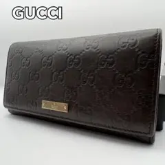 GUCCI グッチ GG 長財布 シマ ブラウン レザー 本革 外箱付