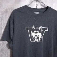 Champion ハスキー犬 Vロゴ Tシャツ L US古着 アニマルTのサムネイル