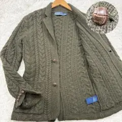 美品✨ポロラルフローレン　ニットテーラードジャケット　カシミヤ混　胡桃ボタン　M