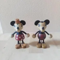 レトロ　ディズニー ミッキー ミニー 木製 フィギュアセット