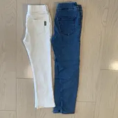 GUデニムパンツ、韓国子供服BEE白パンツ130㎝2本セット