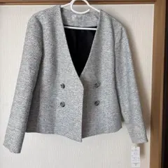 ノーカラーダブルボタンジャケット