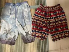 水着 140cm 青と白・赤と青の2点セット