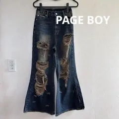 PAGE BOY　ページボーイ　ダメージワイド　デニムパンツ　S　綿　ジーンズのサムネイル