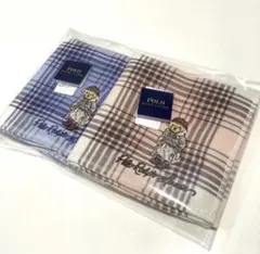 新品　ポロラルフローレン　タオルハンカチ　ポロベア刺繍　チェック　ギフト