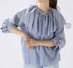 niko and コットンドビーフリルブラウスカーディガン