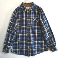 ★1338　LEGENDARY　長袖ネルシャツL　青紺白黄色　チェック　US古着