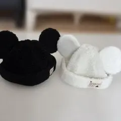 ディズニー ボアキャップ 2個セット　ディズニー耳58cm 白　黒