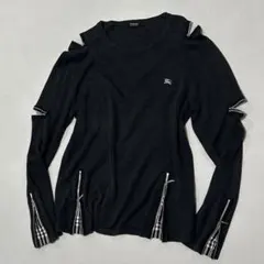 00s Burberry ジップ ノバチェック 刺繍 ニット Tech お兄系