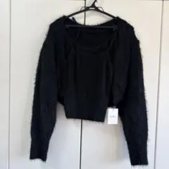 GRL ボレロXリボンキャミソールフェザーニットアンサンブル