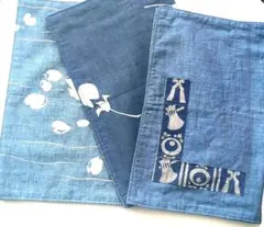 新品未使用和風藍染めランチョンマット 3枚セット　テーブルウェア　裏表なし