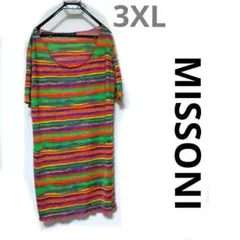 ✨本日限定　美品　3XL　ミッソーニ　半袖カットソー　ボーダー　マルチカラーのサムネイル