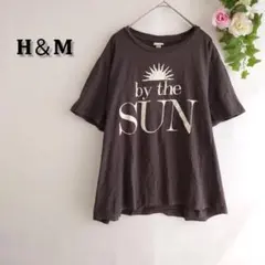 a1596【エイチアンドエム】ビッグプリントTシャツ XL 綿 大きい 春 夏