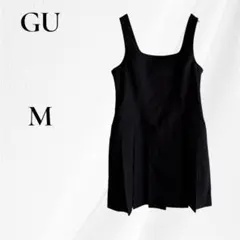 GU ジーユー　ローウエストプリーツジャンパードレスNTQ　M　ブラック　黒