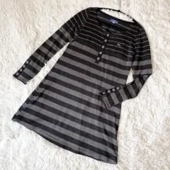 バーバリーブルーレーベル ウール混 ニット チュニック ロング ボーダー 長袖