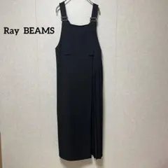 Ray BEAMS レイビームス　サイドプリーツサロペットワンピース　黒