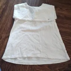 petit mainホワイトコットンノースリーブトップ