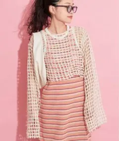 【HELLO.SANFRANCISCO】レーストップス付ボーダーワンピース