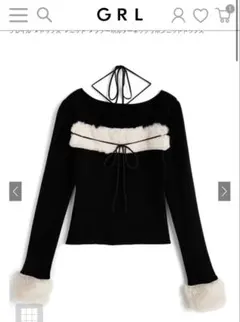 GRL ファーホルターネックリボンニットトップス[ru1387]
