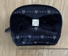 Private Label ポーチ ブラック リボン 刺繍のサムネイル