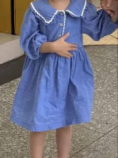 ZARA KIDSキッズブルー チェック柄 ワンピース 98cmのサムネイル