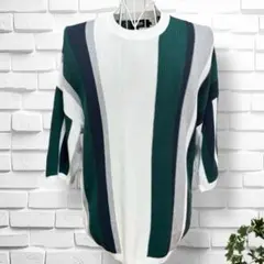 【アズールバイマウジー】マルチストライプニットプルオーバー　五分袖　仮面ライダー