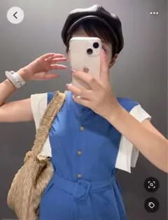DHOLIC ブルーノースリーブロングワンピース