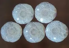 花模様のガラス皿 5枚セット