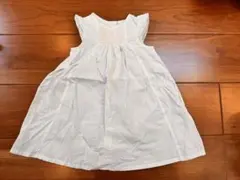 プチバトー ホワイトコットンワンピース フリル袖 86cm