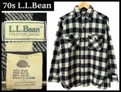 希少 70s USA製 エルエルビーン バッファロー チェック ウール シャツ