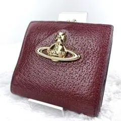 ヴィヴィアンウエストウッド 2つ折り財布 がま口 レッド レザー オーブ 金のサムネイル