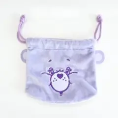 ケアベア ガチャガチャ ふわふわフェイス巾着ポーチ パープル