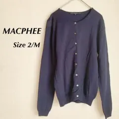 MACPHEEウールノーカラーカーディガンセレモニーネイビー2/M