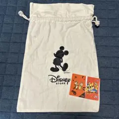 Disney Store ミッキーマウス 巾着 おまけじゃんけんステッカー付