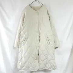 【アメリカンホリック】リバーシブルキルティングロングコート(M)ボア　アイボリー