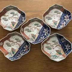 有田焼 古伊万里 盛皿揃 金彩 祥瑞花丸紋 大皿 中皿 盛り皿 5枚 共箱